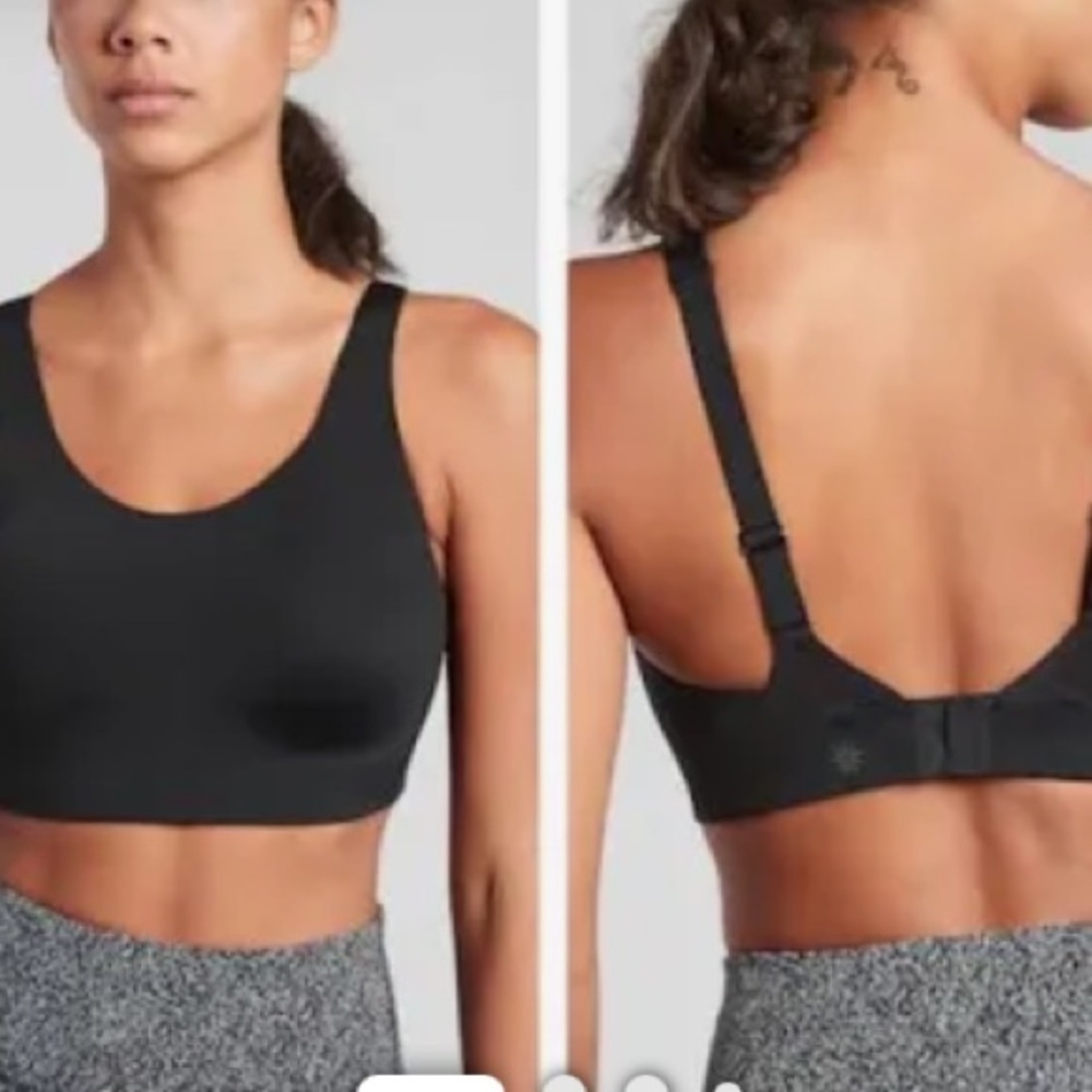 Athleta Advance Sprint Black Lined Adjustable High Impact Sports Bra Gym 38B